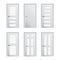 Set of 6 white painted profiled doors