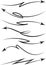 Set of 7 black coiled and curved arrows. Vector illustration