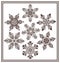 Set of 7 black elegant geometric winter snowflake shapes