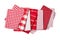 Set of 7 red and white checkered napkins and one of them striped