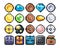 Set of 8-bit pixel graphics icons. Isolated vector illustration. Game art. chests, diamonds, gold, coins