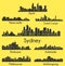 Set of 8 City silhouettes in Australia ( Sydney, Melbourne, Perth, Brisbane, Newcastle, Adelaide )