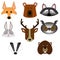 Set of 8 cute forest animal icons