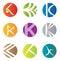 Set of 9 Abstract K Letter Icons - Decorative Elements