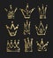set of 9 black and gold sketch drawing princess and the king cro