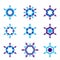Set of 9 Blue Hexagon star icon