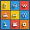 Set of 9 cars web and mobile icons. Vector.