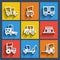 Set of 9 cars web and mobile icons. Vector.