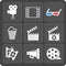 Set of 9 cinema web and mobile icons. Vector.