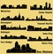 Set of 9 City silhouette in Iowa (Des Moines, Iowa City, Sioux City, Waterloo, Fort Dodge, Council Bluffs )