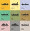 Set of 9 City silhouette (Nashville, Oklahoma City, Newark, Denver, Juneau, Boston, Montgomery, Phoenix, Lansing)