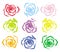 Set of 9 colorful rose stamp