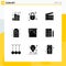 Set of 9 Commercial Solid Glyphs pack for map, office, action, letter, clapperboard