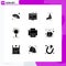 Set of 9 Commercial Solid Glyphs pack for search, savings, dollar, investment, capital