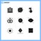 Set of 9 Commercial Solid Glyphs pack for up, arrow, world, ring, diamond