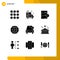 Set of 9 Commercial Solid Glyphs pack for web, earth, car, delete, data