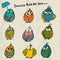 Set of 9 funny cartoon birds.