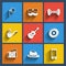 Set of 9 hipster web and mobile icons. Vector.