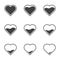 Set of 9 icons with filling hearts. A simple image of a heart gradually filling in its contents. Can be used in app loading design
