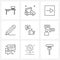 Set of 9 Line Icon Signs and Symbols of rating, feedback, box, pencil, edit