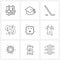 Set of 9 Line Icon Signs and Symbols of smile, emoji, club, winter, leaf