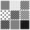 Set of 9 minimalistic black and white patterns, vector illustration