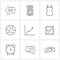 Set of 9 Modern Line Icons of business, graph rising, top, earth, globe
