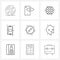 Set of 9 Modern Line Icons of user interface, smart phone, games, phone, mobile