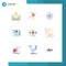 Set of 9 Modern UI Icons Symbols Signs for algorithm, deal, keys, house, document