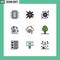 Set of 9 Modern UI Icons Symbols Signs for back to school, clip, portal, paper, system