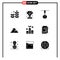 Set of 9 Modern UI Icons Symbols Signs for business, mountain, home, nature, hill