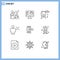 Set of 9 Modern UI Icons Symbols Signs for chatting, recognition, circular, image, body