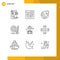 Set of 9 Modern UI Icons Symbols Signs for chief, search, ecommerce, gdpr, world