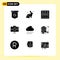 Set of 9 Modern UI Icons Symbols Signs for cloud, journalist camera, nature, handycam, sound