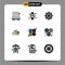 Set of 9 Modern UI Icons Symbols Signs for cmyk, items, beach, milk, food