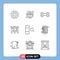 Set of 9 Modern UI Icons Symbols Signs for column, school, target, presentation, weight