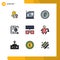Set of 9 Modern UI Icons Symbols Signs for configuration, optimize, business, mobile, ruble