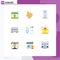 Set of 9 Modern UI Icons Symbols Signs for employee, wellness, access, towels, time