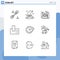 Set of 9 Modern UI Icons Symbols Signs for future, phone, blue print, home, appliances