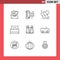 Set of 9 Modern UI Icons Symbols Signs for gems, interior, birthday, furniture, double