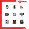 Set of 9 Modern UI Icons Symbols Signs for home, chamber, drawing, baby, track