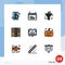 Set of 9 Modern UI Icons Symbols Signs for hosting, finance, filter, file folder, archive