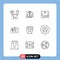 Set of 9 Modern UI Icons Symbols Signs for id card, corporate, computer, business, wifi