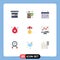 Set of 9 Modern UI Icons Symbols Signs for investment, medical, suitcase, health care, blood