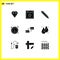Set of 9 Modern UI Icons Symbols Signs for link, computer, education, watch, signal