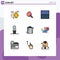 Set of 9 Modern UI Icons Symbols Signs for money, clipboard, grid, check list, star wars