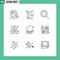 Set of 9 Modern UI Icons Symbols Signs for necklace, programing, filter, objects, design