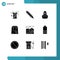 Set of 9 Modern UI Icons Symbols Signs for package, commerce, gift, close, food