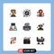 Set of 9 Modern UI Icons Symbols Signs for person, paper, location, device, watch