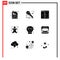 Set of 9 Modern UI Icons Symbols Signs for process, holidays, evidence, gingerbread men, christmas